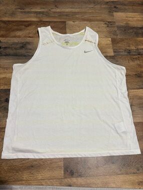 Nike Dri-FIT Men’s XL White Neon Yellow Striped Running Tank Top